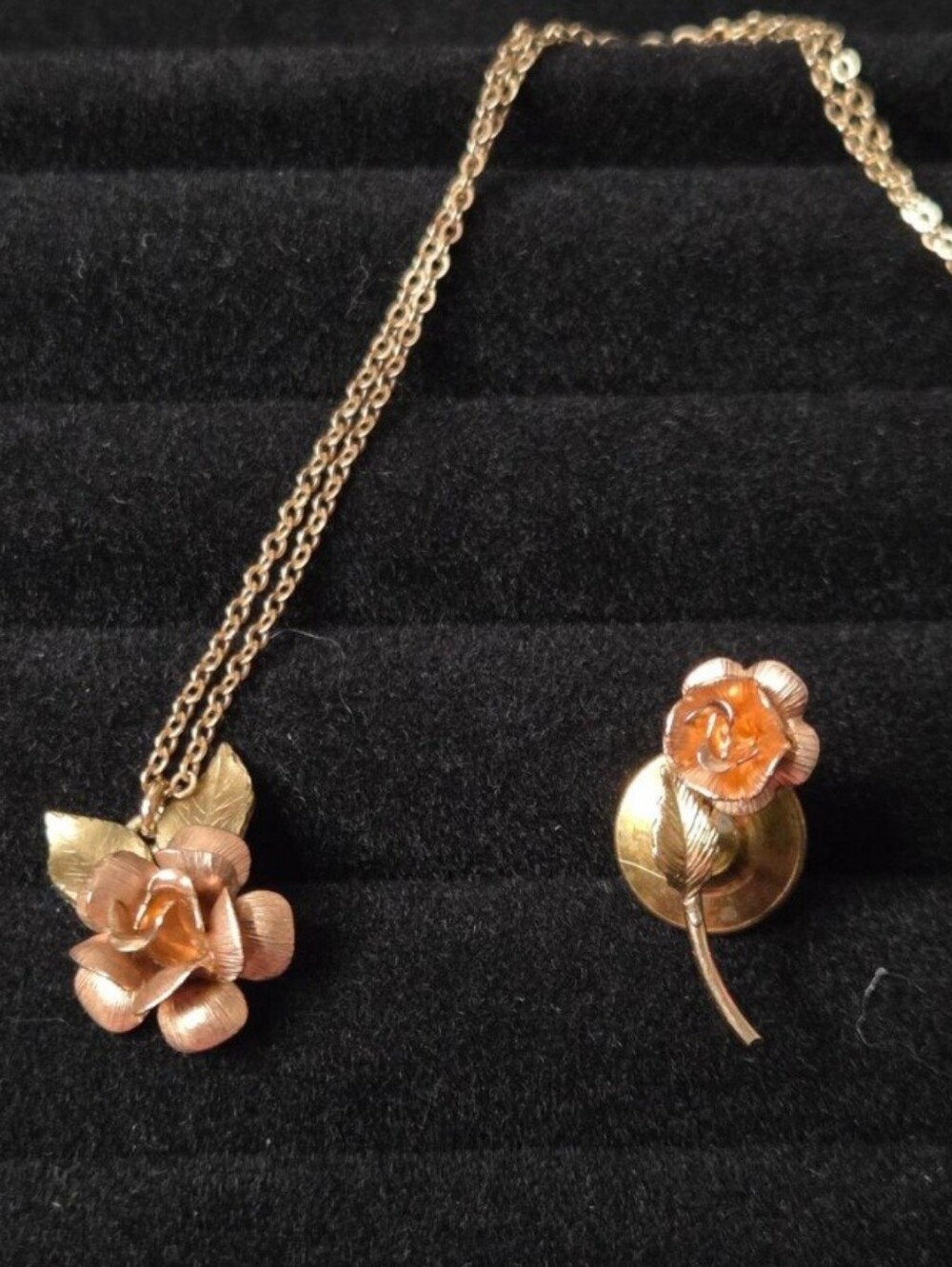 vintage rose jewelry set the Krementz gold-filled collection.